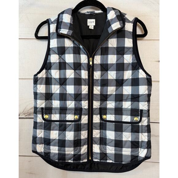 J. Crew White Black Checked Vest Sz S Holiday Festive Winter Vibes Classic - Picture 1 of 6